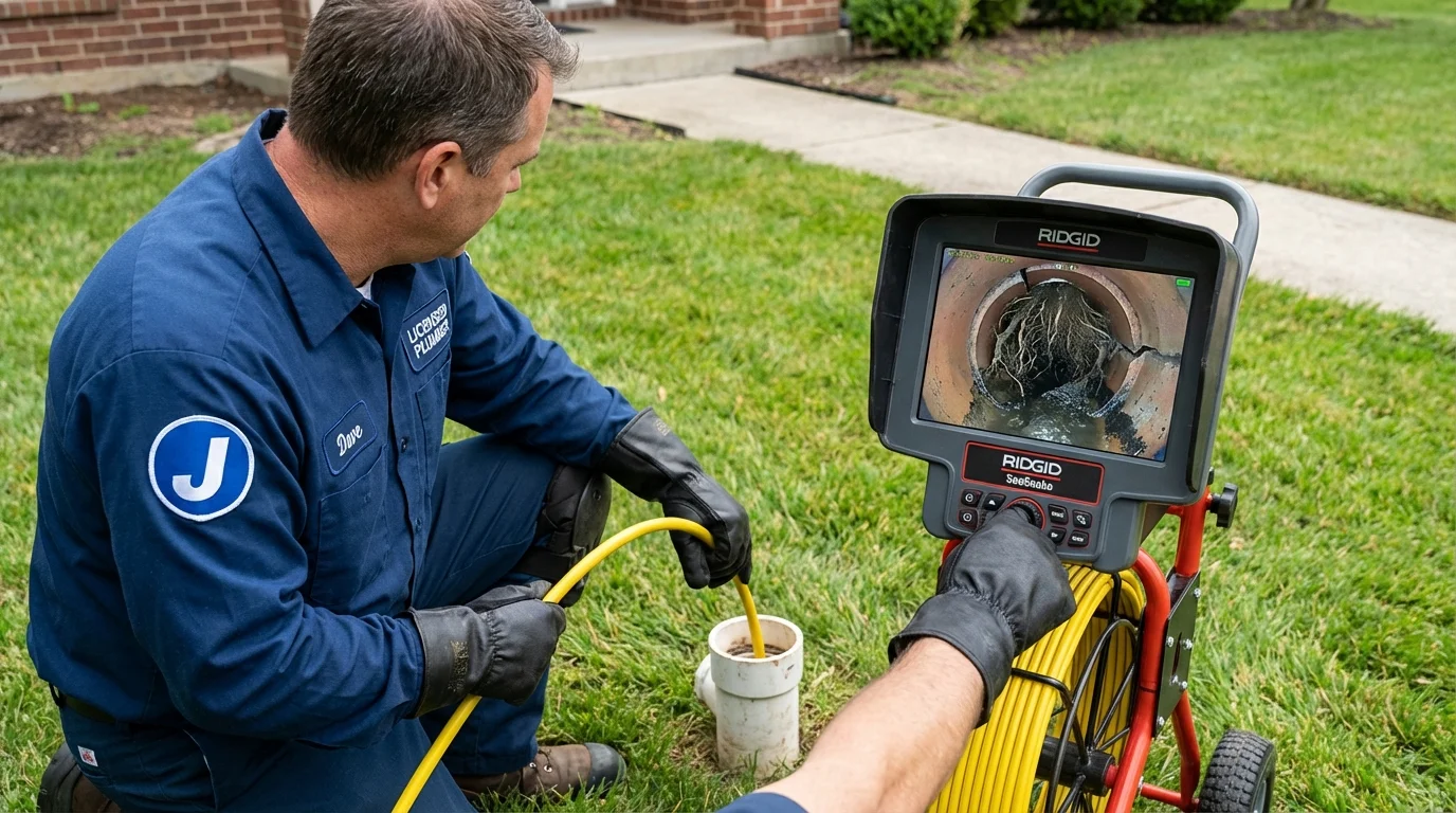 Sewer camera inspection being performed by Johns Plumbing LLC in Gretna
